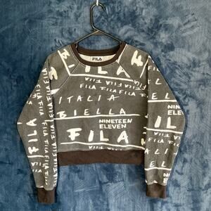 VINTAGE FILA Unique Double Sided Printed Logo Design Crew Neck Sweater Womans S